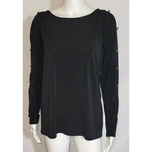 Bold Elements Black Blouse With Button Down Slit Sleeves - Size L